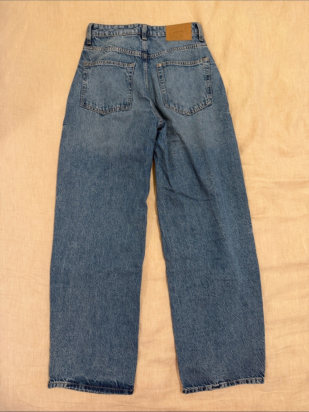 &Denim Baggy Loose Fit High Waist Jeans Dark Denim Blue - Size 4